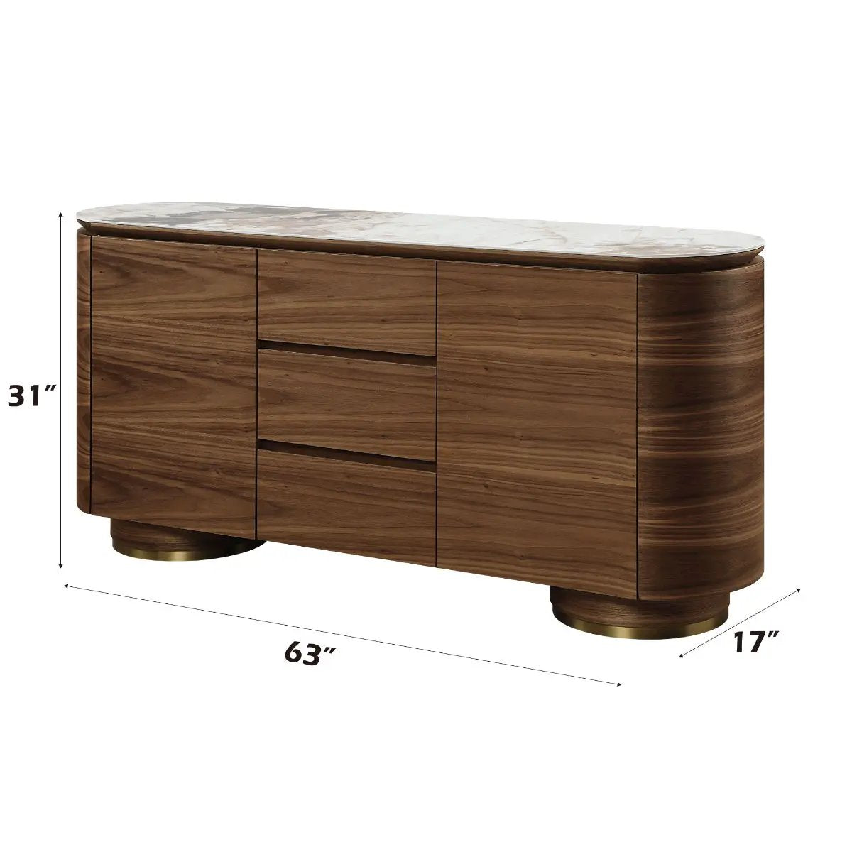 Willene - Server With Ceramic Top - Ceramic Top & Walnut by Unique Piece Furniture