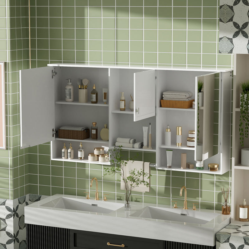 Wall-Mount 3-In-1 Mirror Cabinet with Adjustable Shelf - White, photo 4 of 4