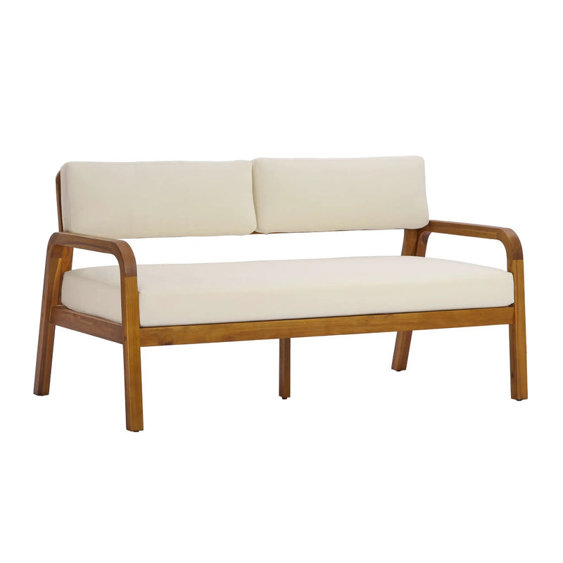 2 Pieces Outdoor Sofa Set with Cushions - Teak by HouseOfZazla