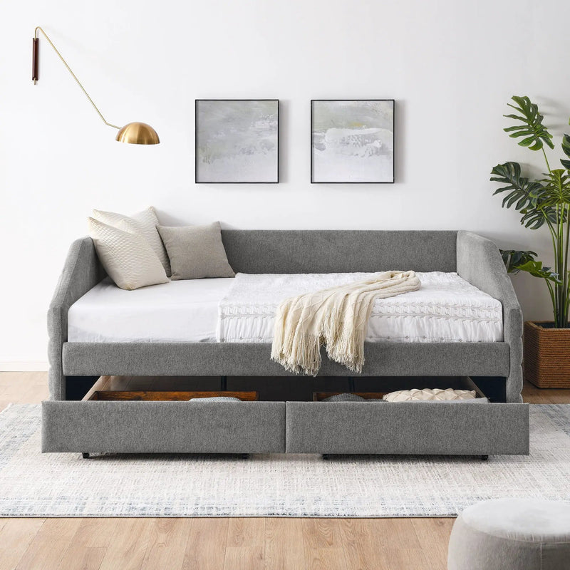Elegant Daybed With Trundle Upholstered Tufted Sofa Bed by Unique Piece Furniture