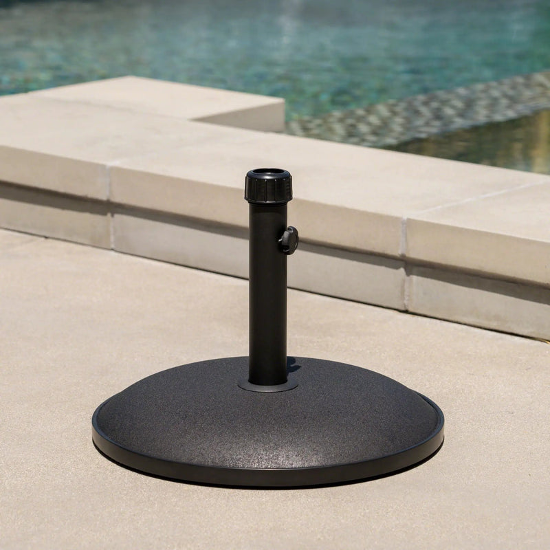 Stylish Concrete Umbrella Base With Iron Support Pole - Black by HouseOfZazla