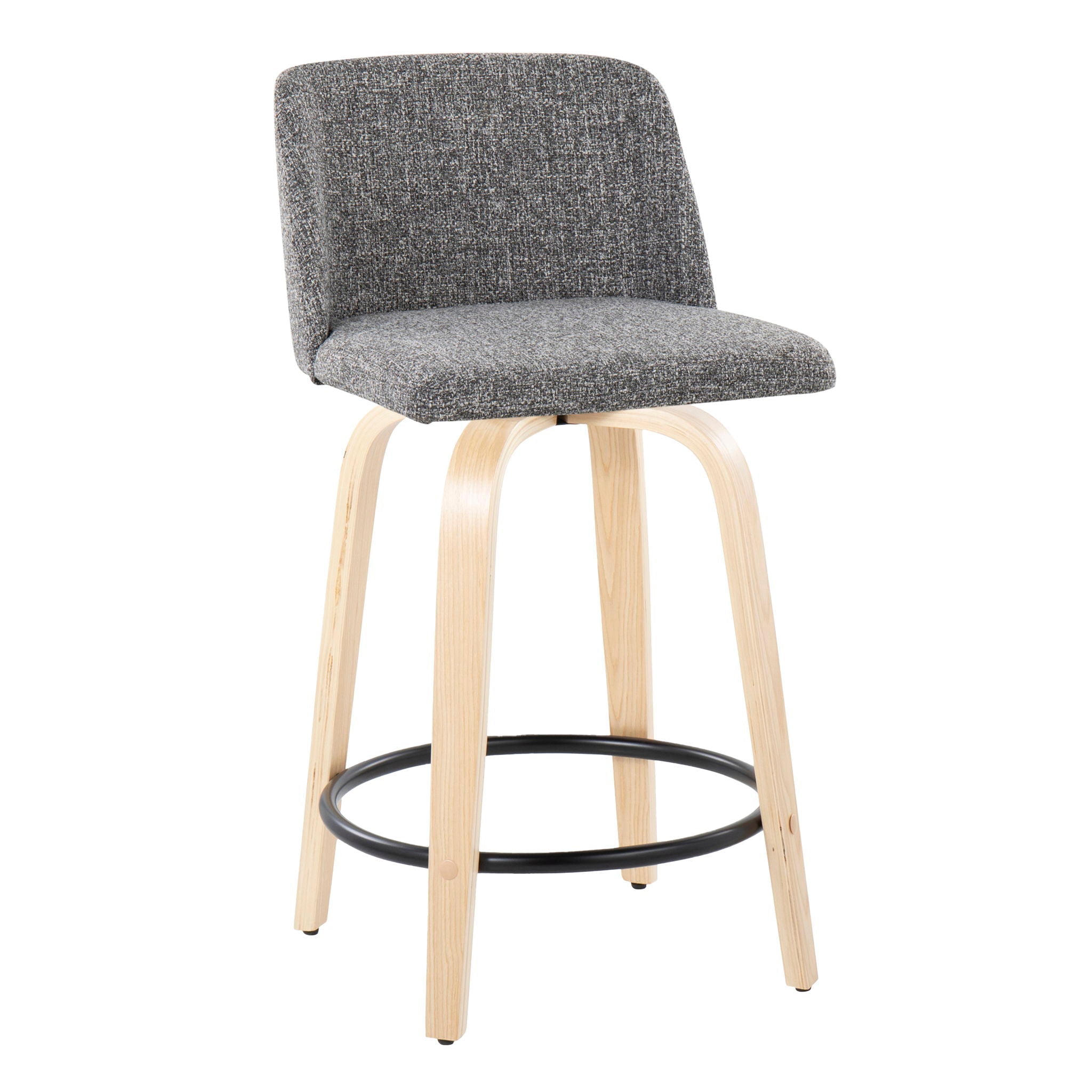 Toriano - Contemporary, Fixed Height Counter Stool With Swivel And Round Footrest (Set of 2) by HouseOfZazla