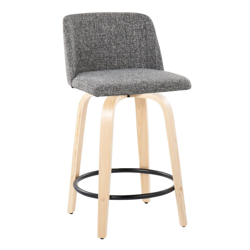 Toriano - Contemporary, Fixed Height Counter Stool With Swivel And Round Footrest (Set of 2) by HouseOfZazla