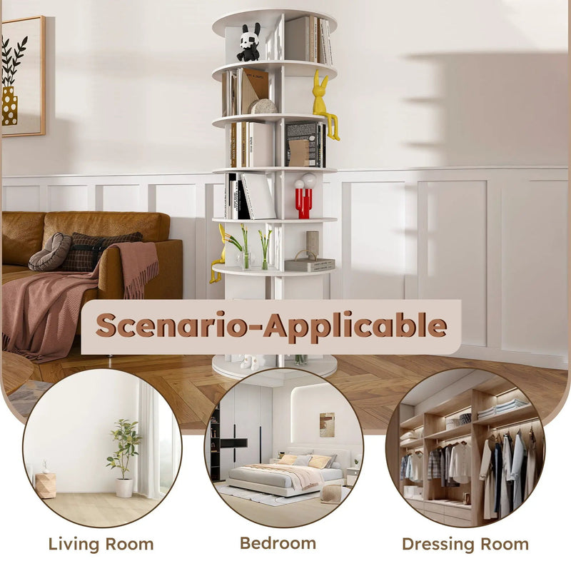 6 Tier Spinning Shoe Rack, Free Standing 360° Revolving Shoe Organizer - White by HouseOfZazla