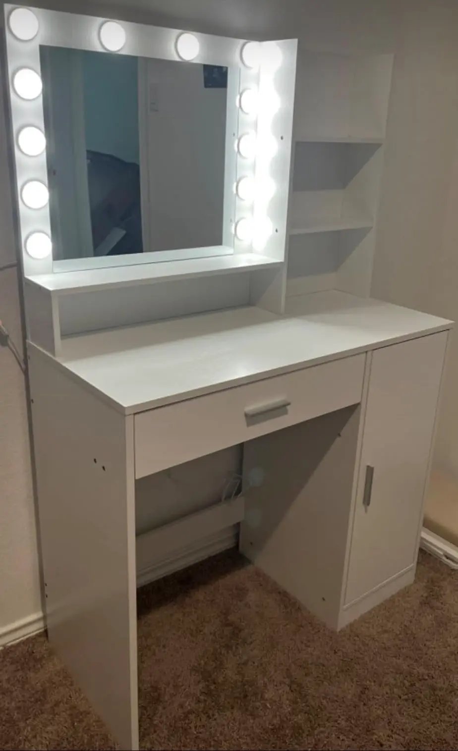 Pink Vanity Desk with Mirror & Light by HouseOfZazla