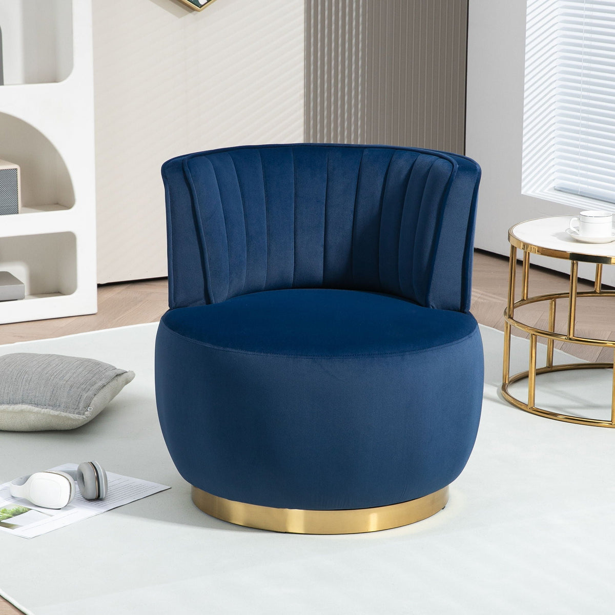 360 Degree Swivel Cuddle Barrel Accent Sofa Chair with Fluffy Upholstery - Multiple Colors, photo 25 of 25