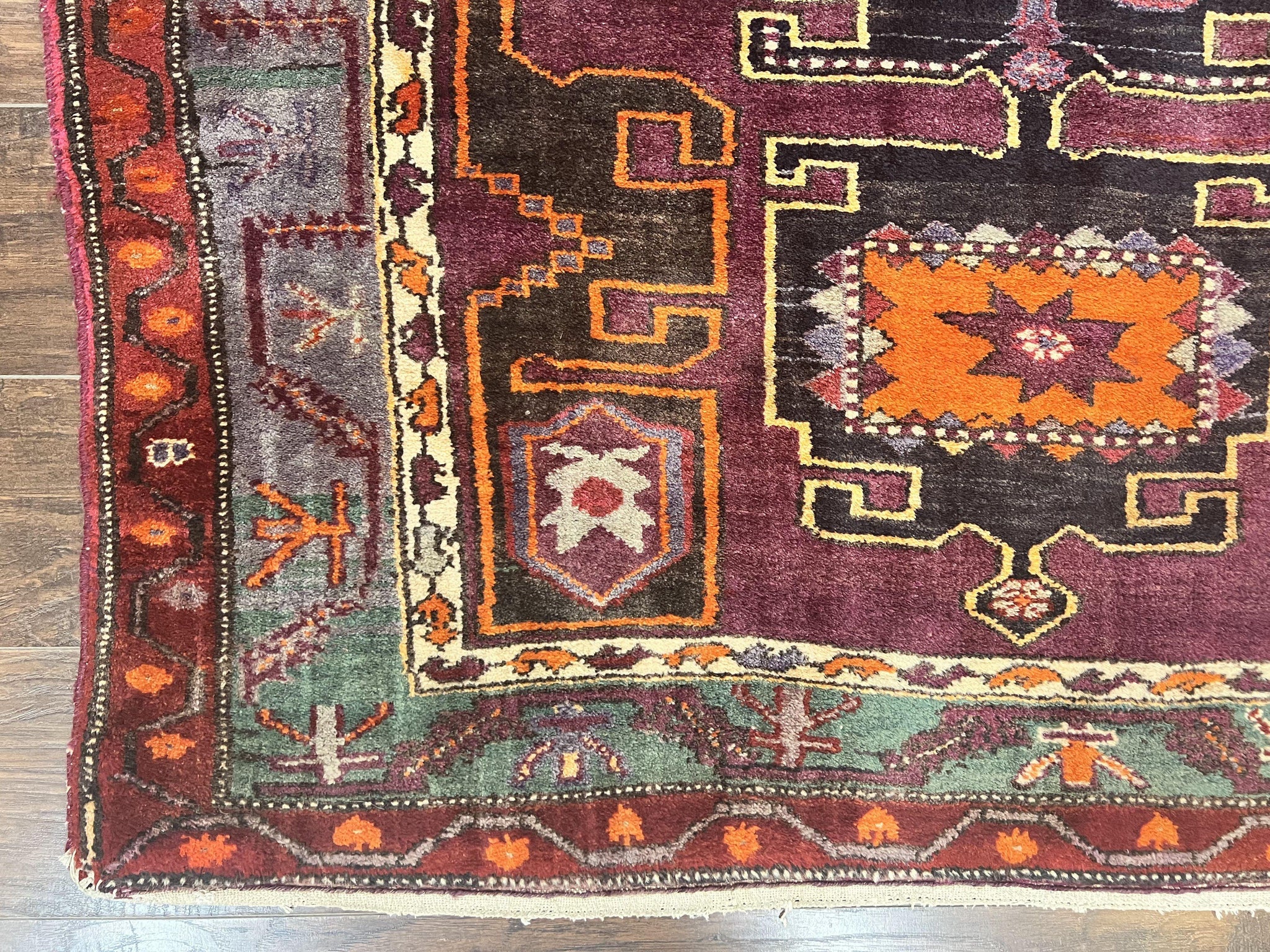 Persian Tribal Rug 5x6, Persian Nahavand Rug, Purple, Geometric Vintage Wool Handmade Carpet by Jewel Rugs