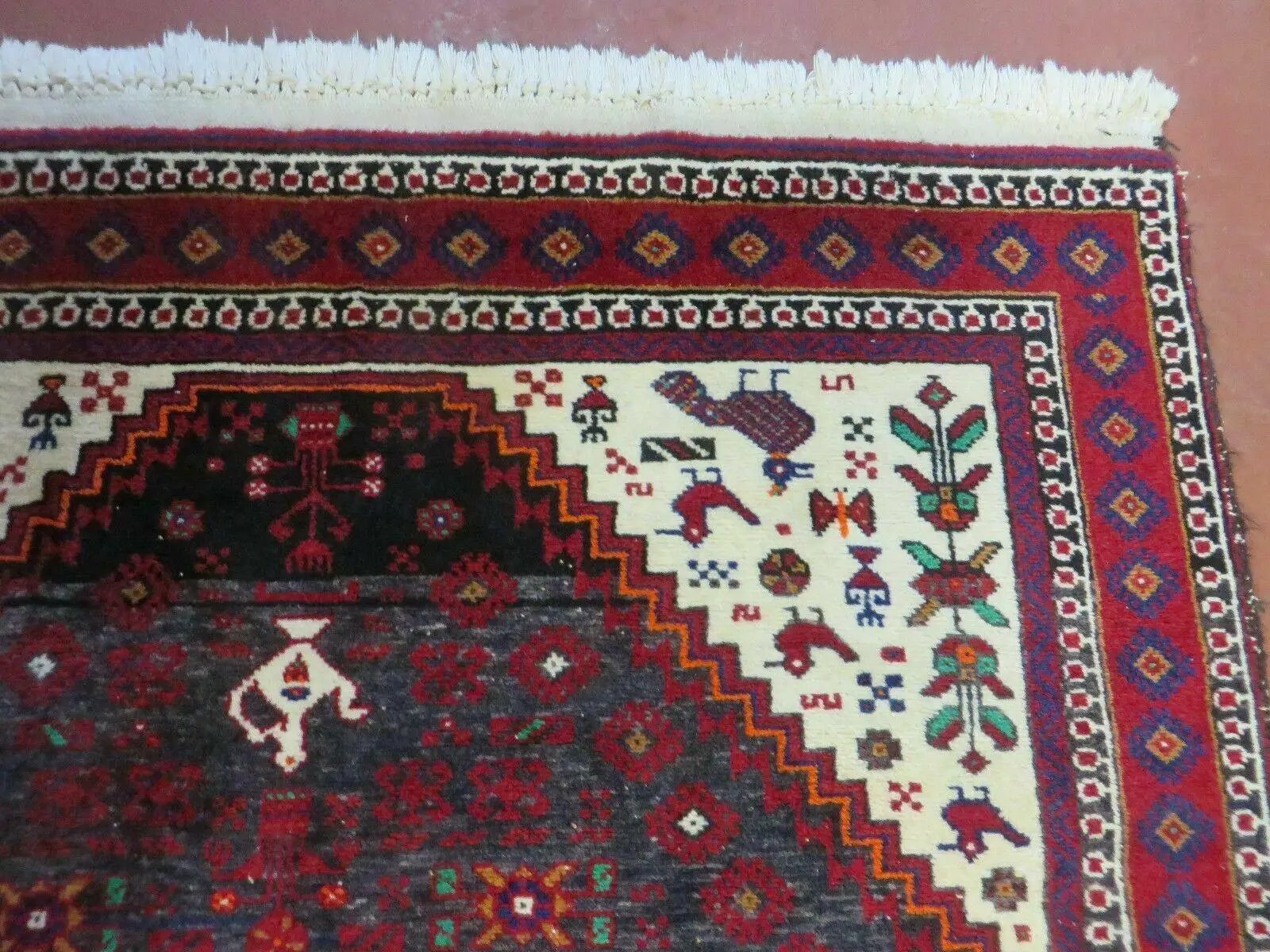 4' X 7' Vintage Handmade Indian Jaipur Rug Bird Carpet by Jewel Rugs