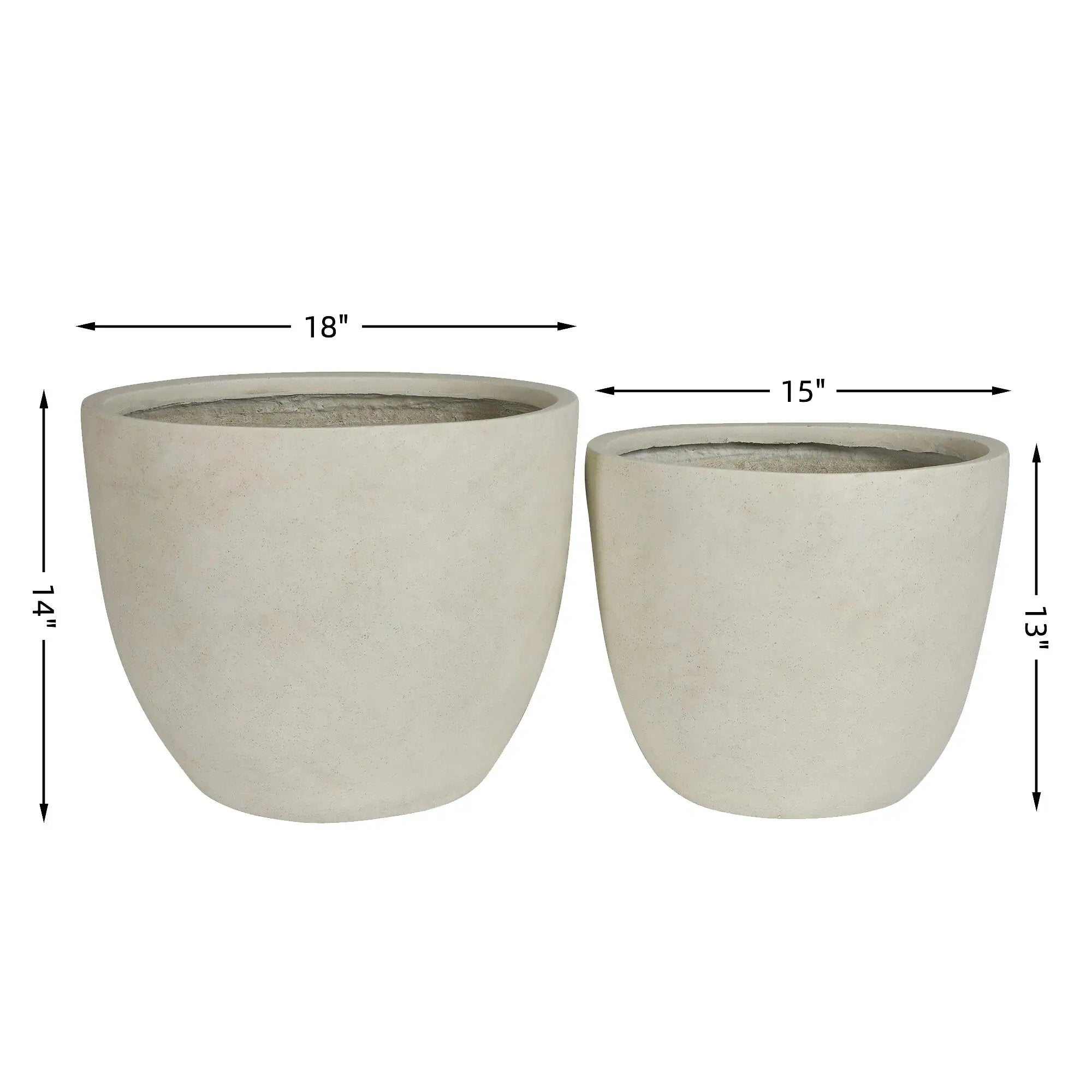 Round Concrete Planter Set of 2, Large Outdoor Indoor Handmade Rustic Decorative Planter Pots with Drainage Holes by HouseOfZazla