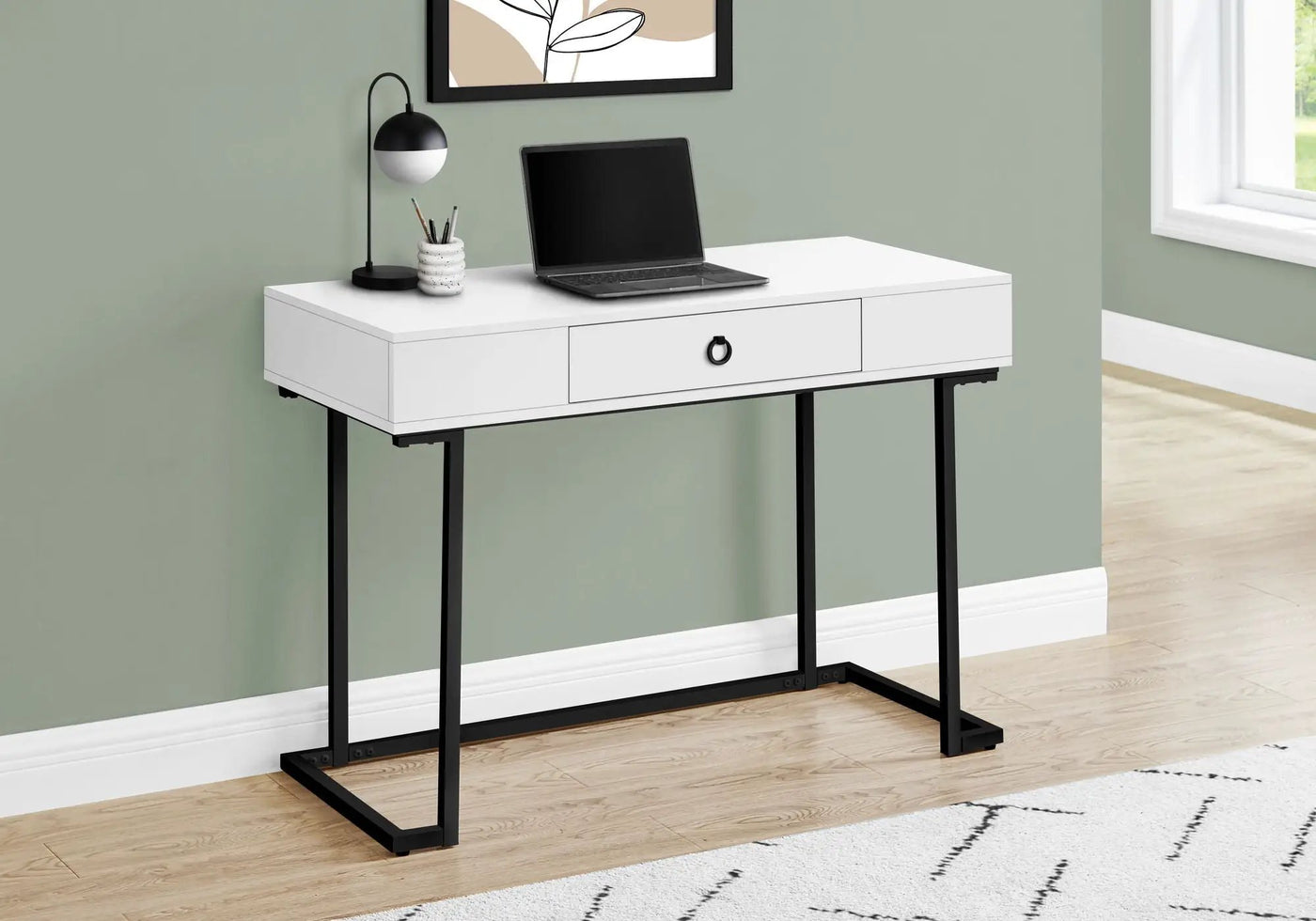 Computer Desk For Home Office, Glossy, Storage Drawer by HouseOfZazla