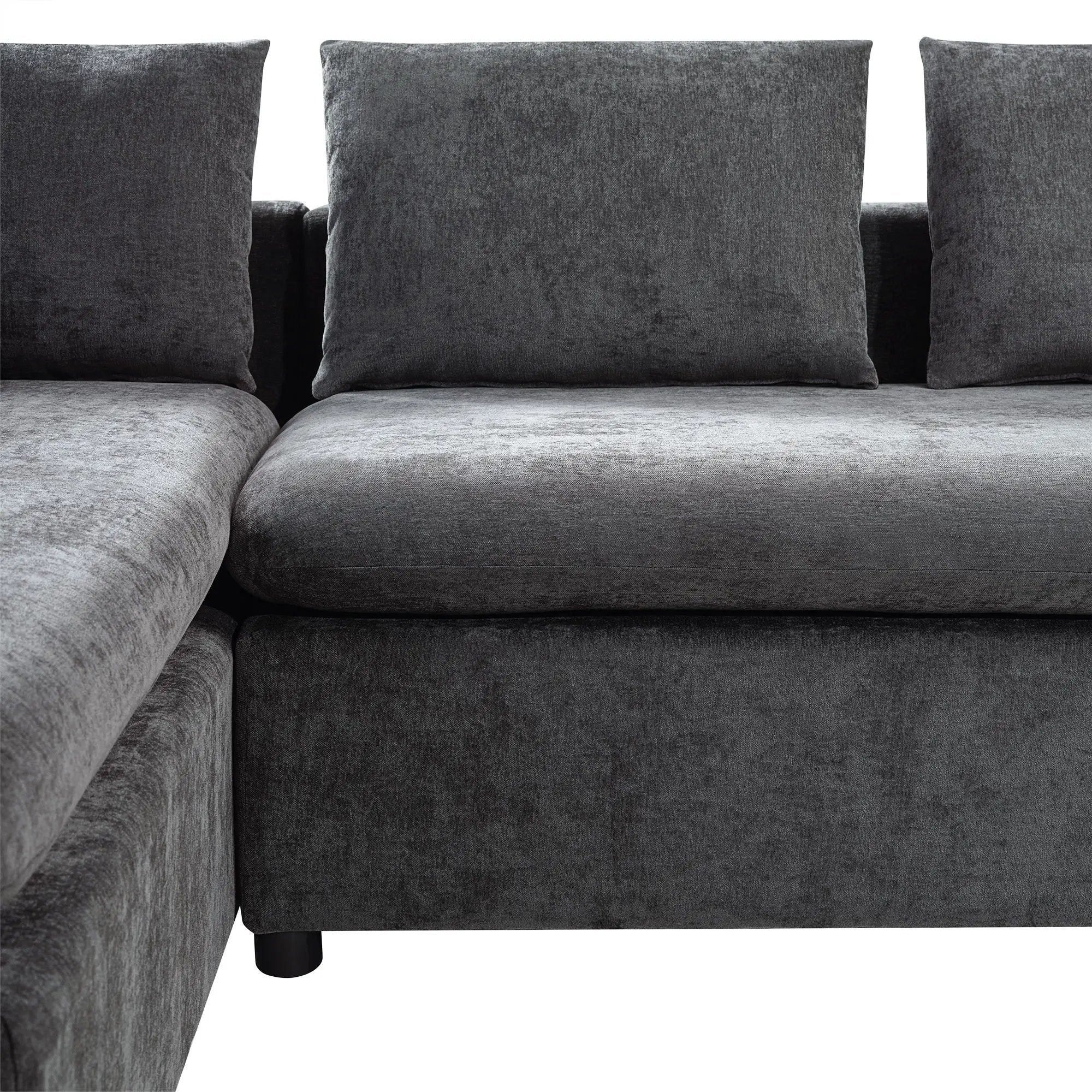 Modern L Shaped Sectional Sofa With Upholstery And Wooden Storage by HouseOfZazla