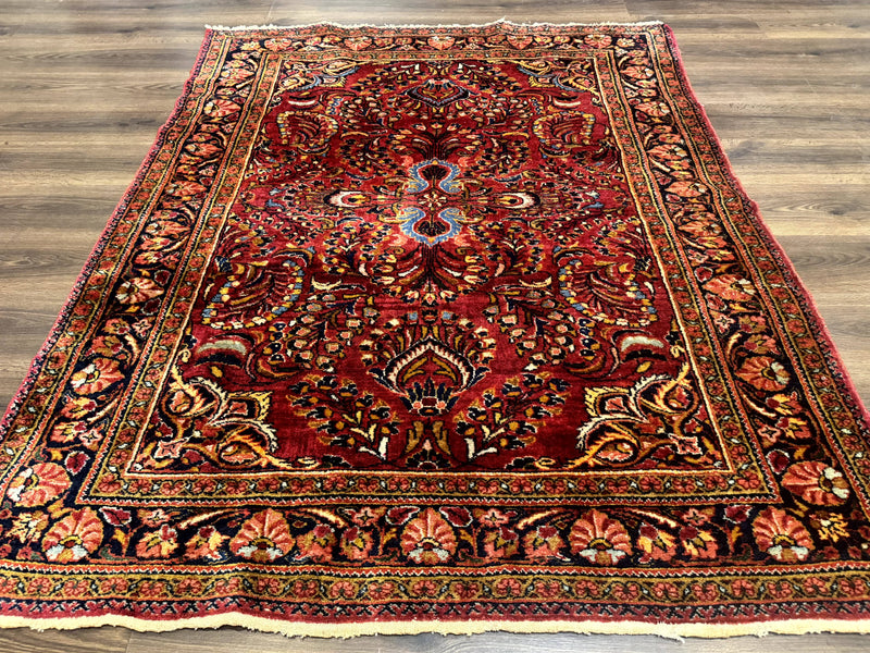Persian Lilihan Rug 5x6, Red, Floral, Antique Persian Carpet by Jewel Rugs