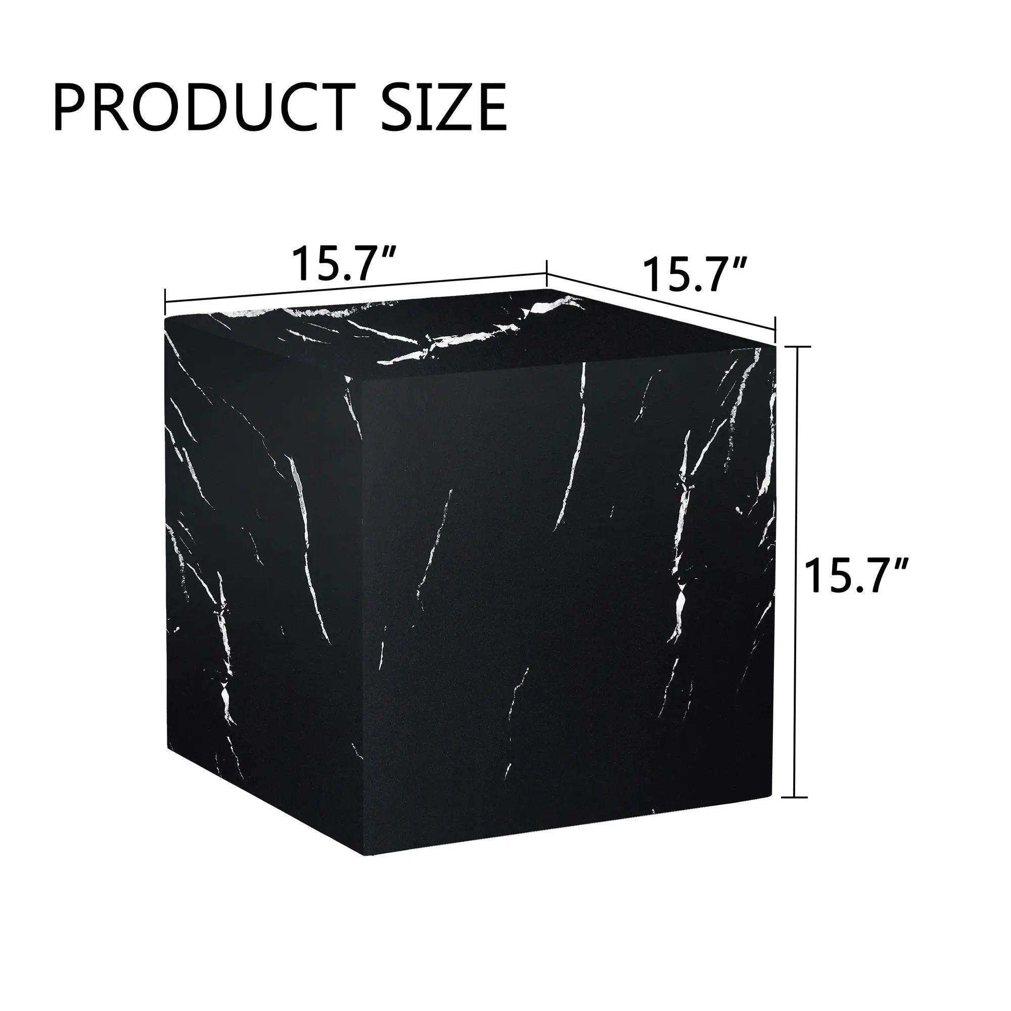 Luxurious Marble Texture Coffee Table Cube Design Elegant Living Room Accent - Black