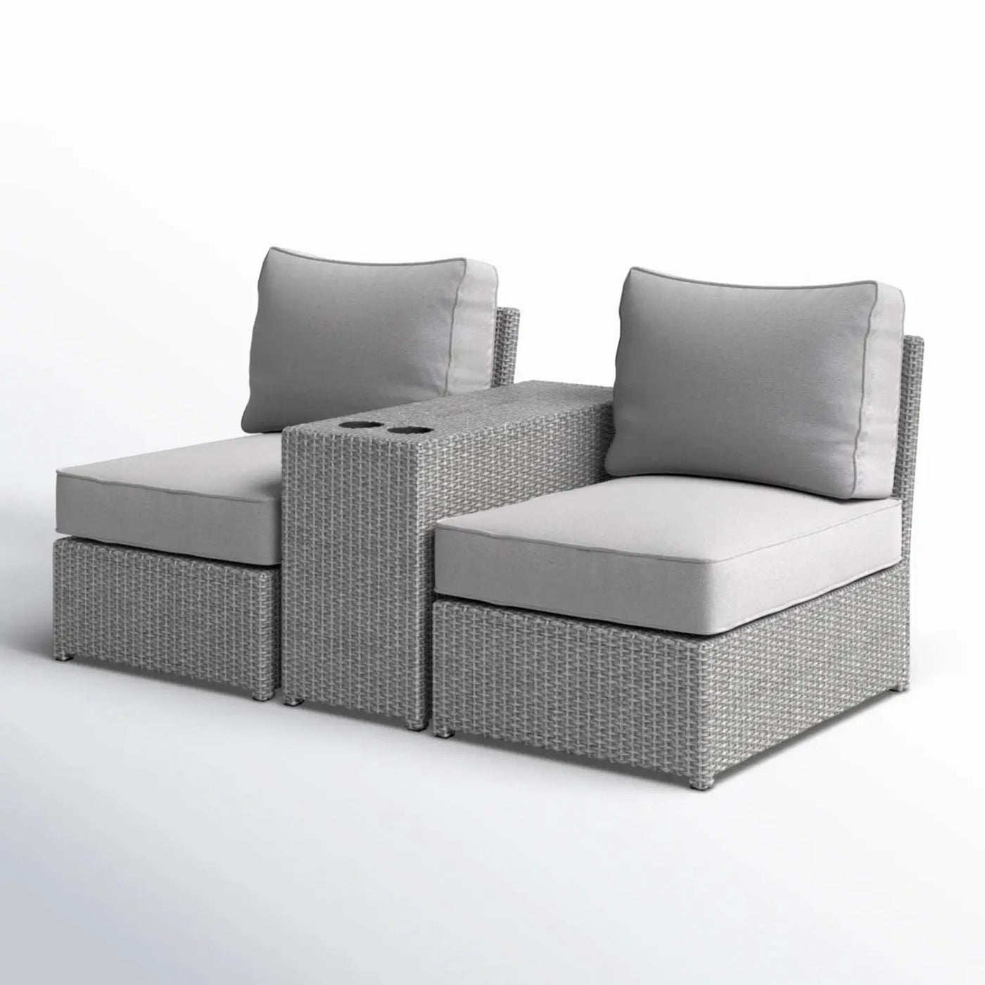 2 Person Wicker Conversation Set With Cushions, Weather Resistant by HouseOfZazla
