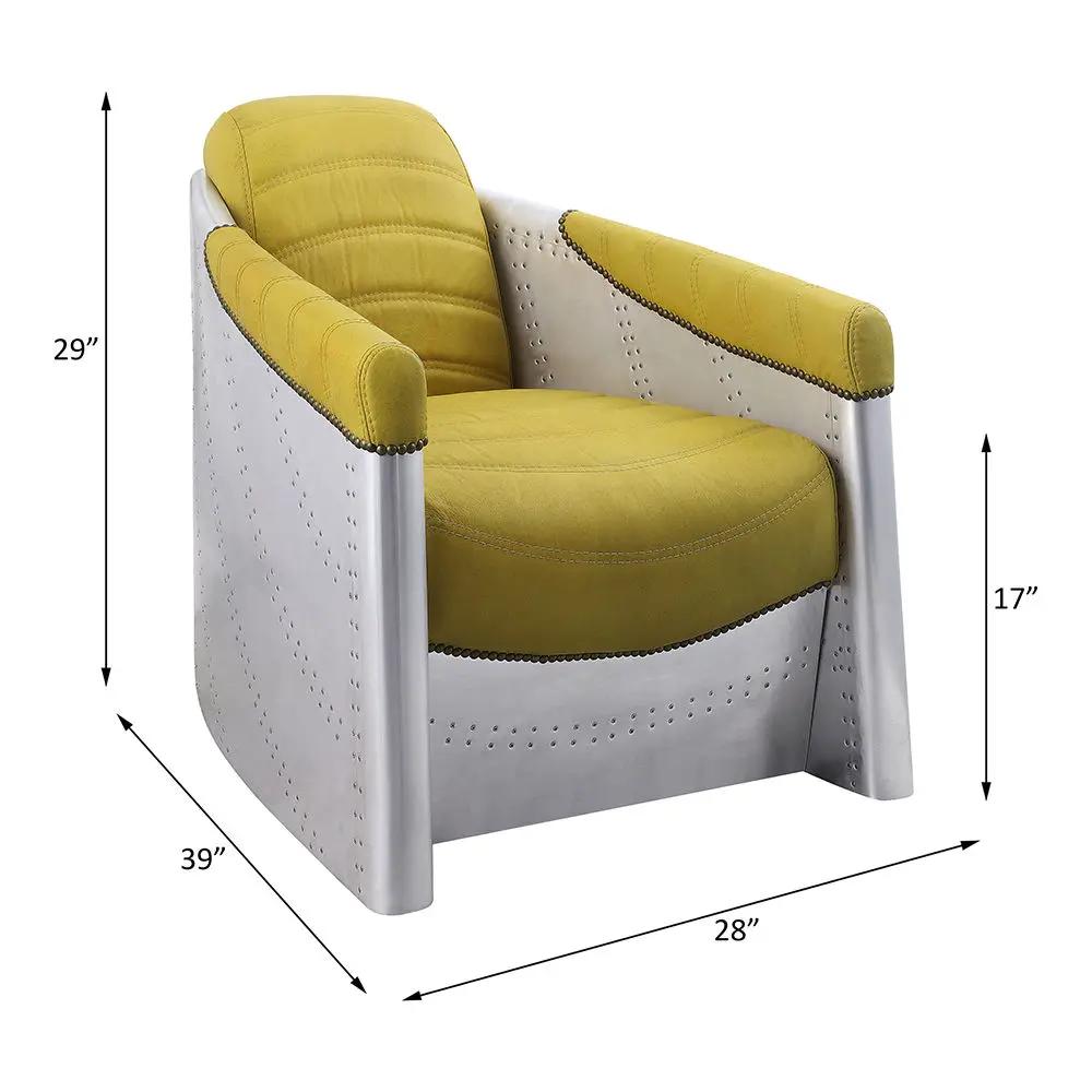 Brancaster - Accent Chair - Yellow Top Grain Leather & Aluminum by Unique Piece Furniture
