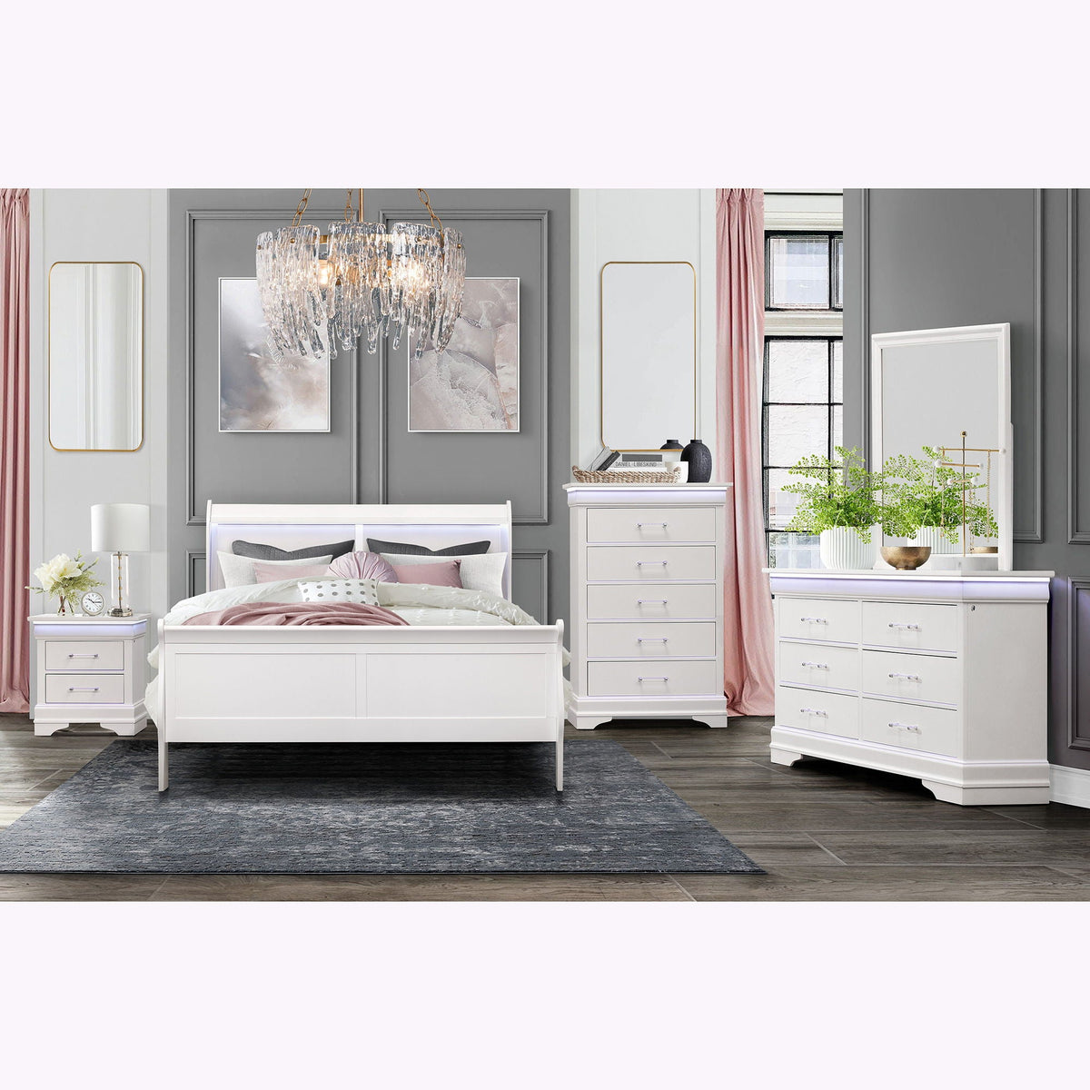 Charlston Mirror with Solid Wood Frame and Tempered Glass - Blue or White, photo 9 of 12