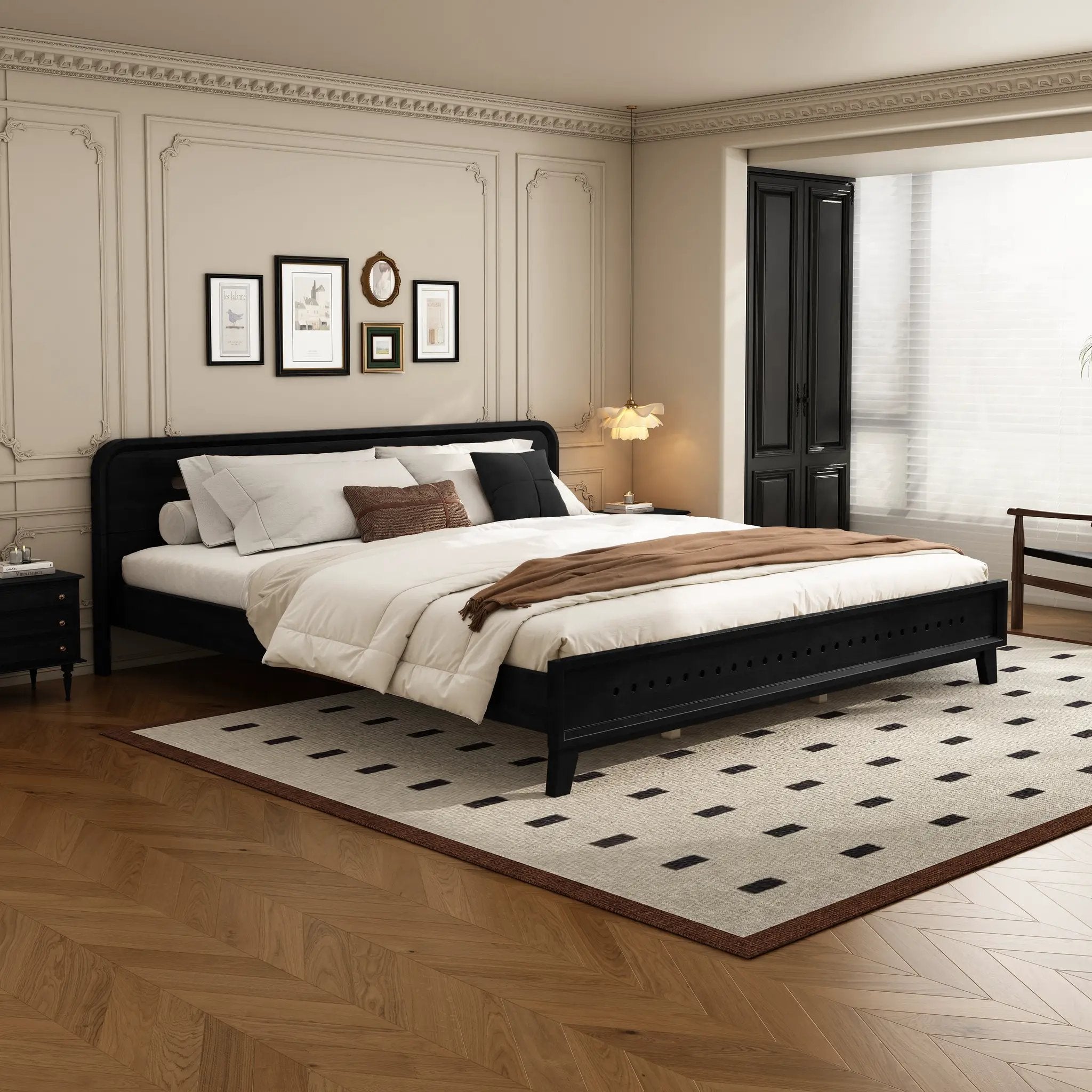 Pine Solid Wood King Size Bed, Solid and Stable, No Box Spring Needed by HouseOfZazla