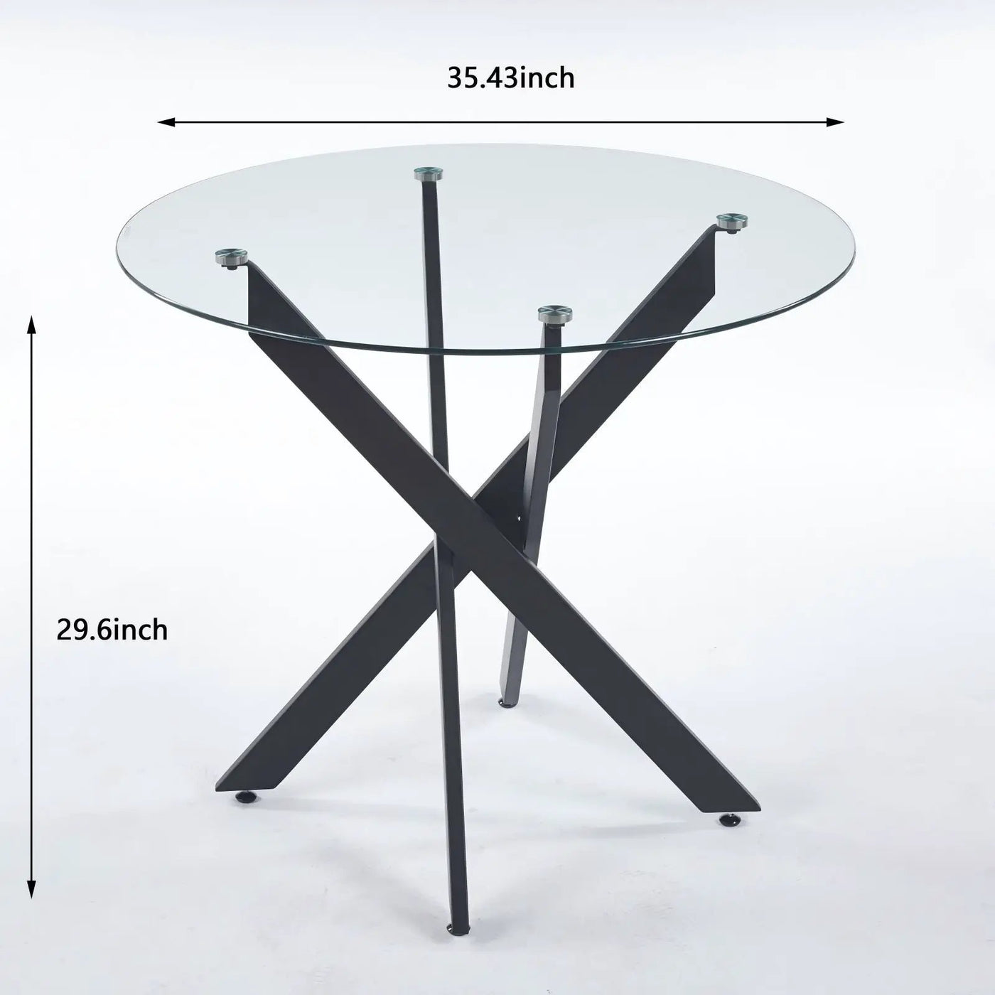 Dining Table With Cross Metal Leg And Tempered Glass, Modern Space Saving Kitchen Table For Living Room by HouseOfZazla