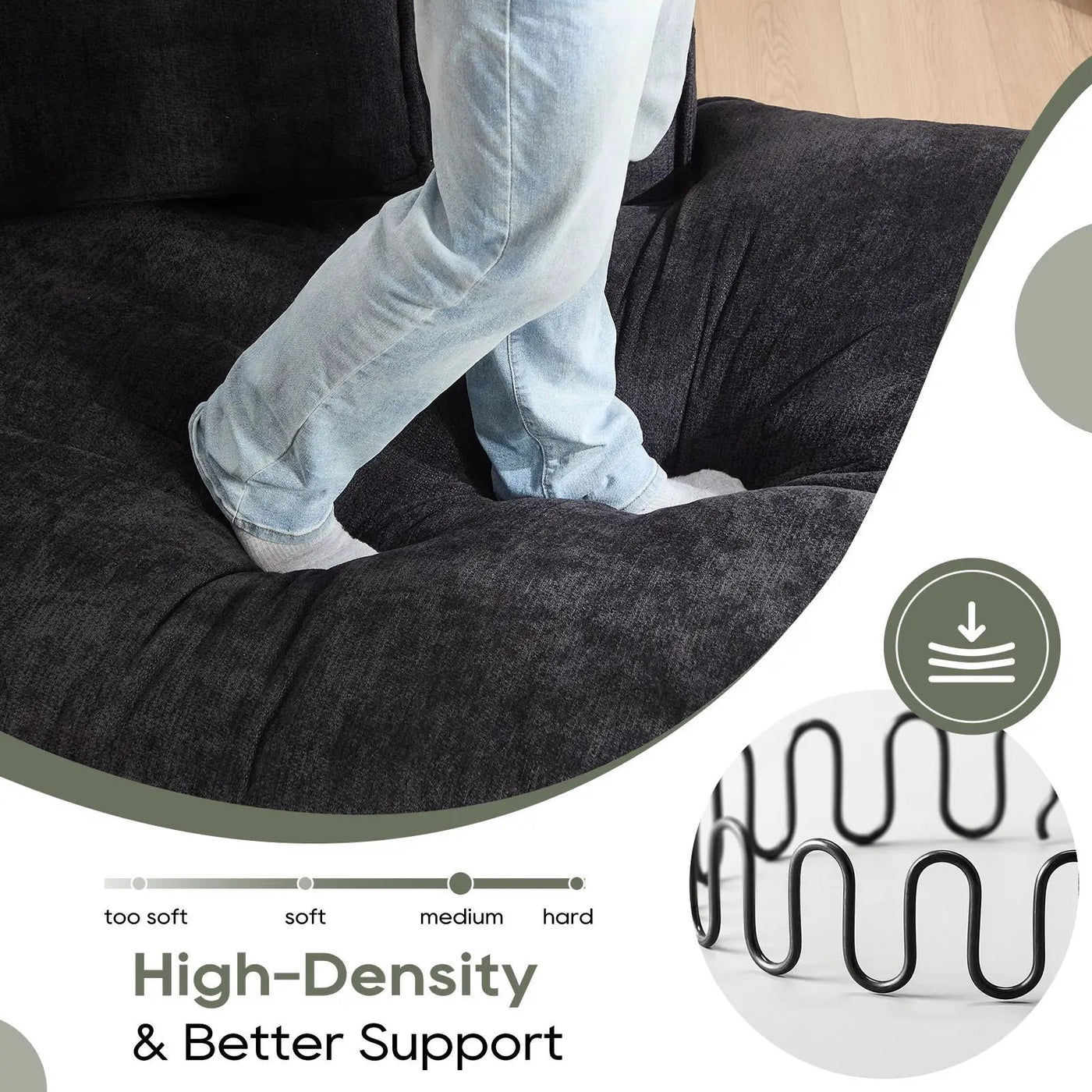 Modern Minimalist Modular Sectional Sofa With Deep Seats And Right Facing Chaise by Unique Piece Furniture
