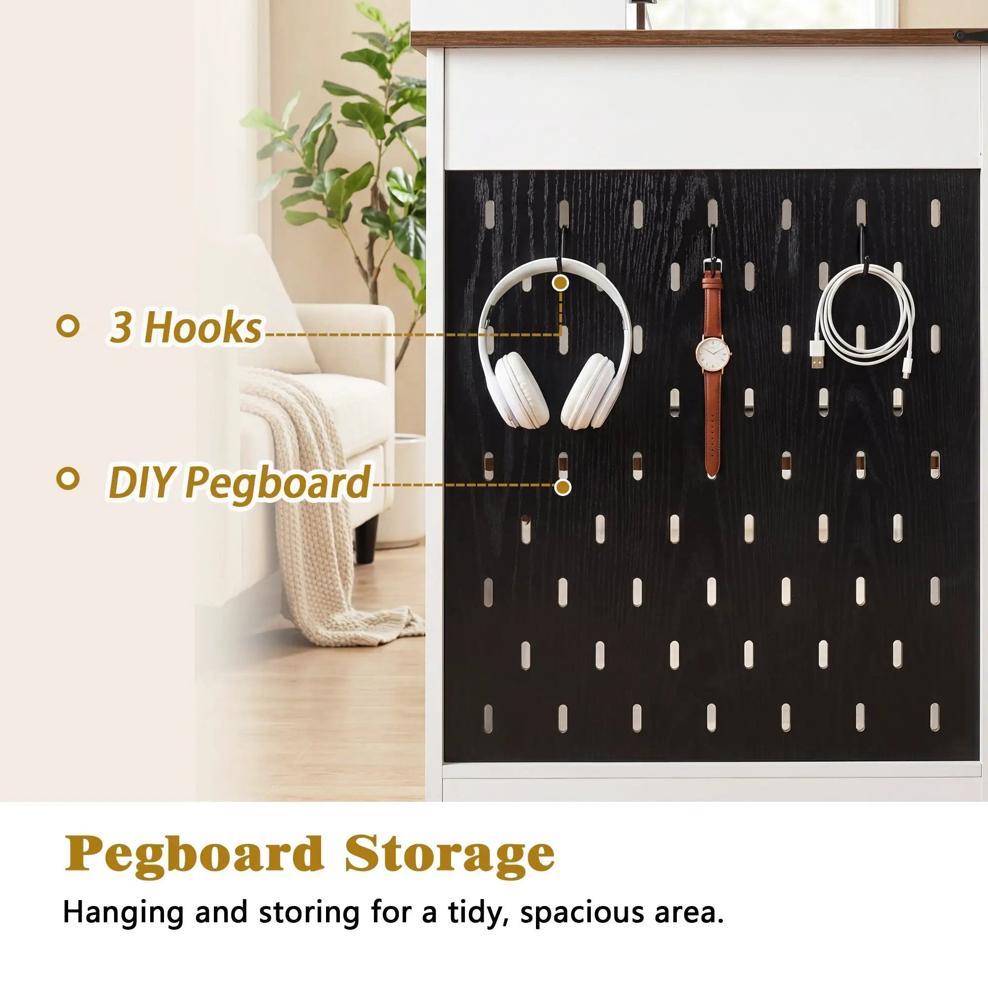 55" Farmhouse Office Desk with Storage Cabinet & Charging Station by HouseOfZazla