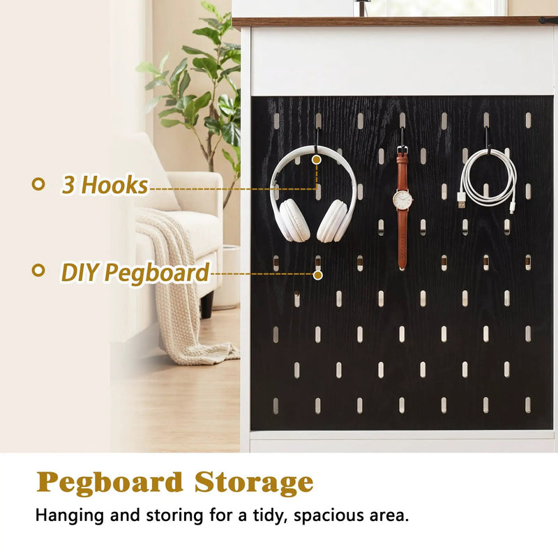 55" Farmhouse Office Desk with Storage Cabinet & Charging Station by HouseOfZazla