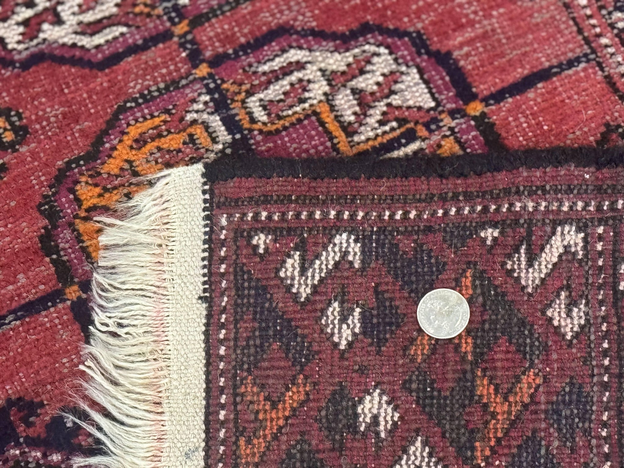 Antique Persian Turkoman Bokhara Rug 7x11, Tribal Rug, Red by Jewel Rugs