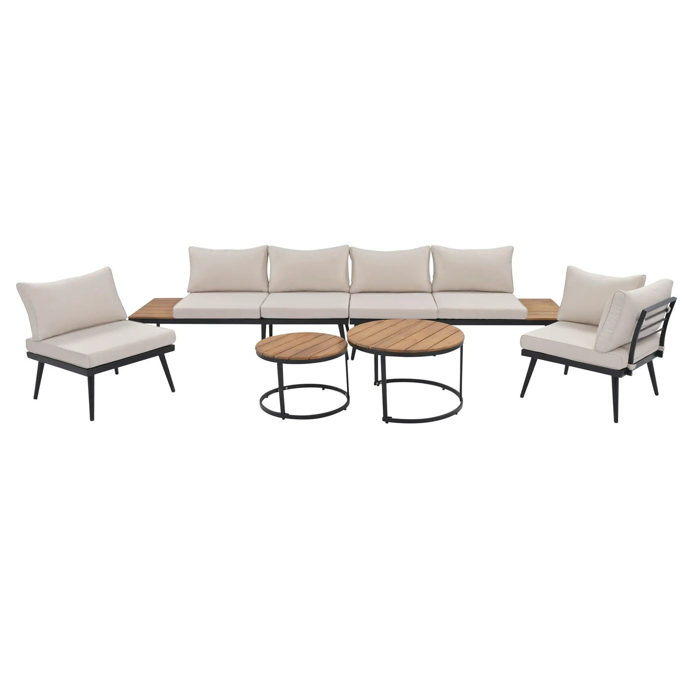 Modern Outdoor Sectional Sofa Set With Nesting Coffee Tables by HouseOfZazla