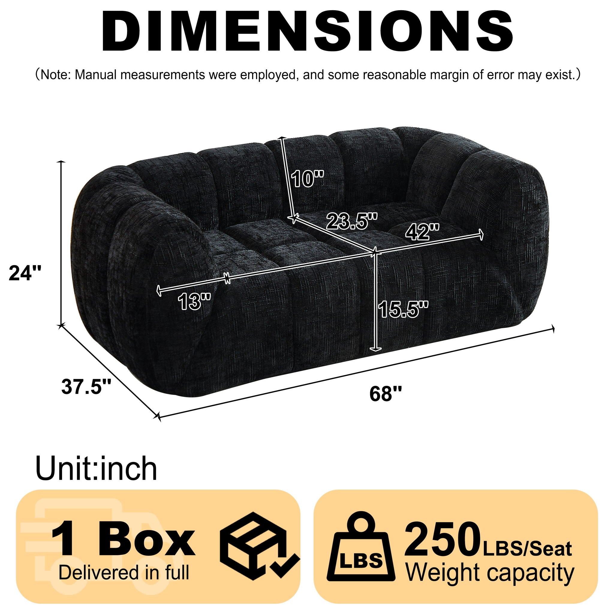 Quilted Cloud Sofa With Rounded Armrests And Piano Key Backrest Design by HouseOfZazla