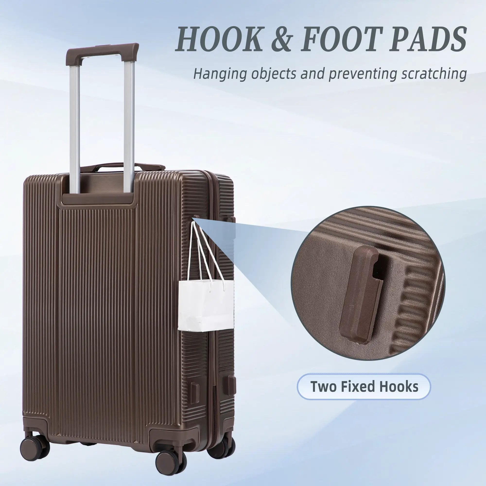3 Piece ABS Spinner Wheel Luggage Set - Brown by HouseOfZazla