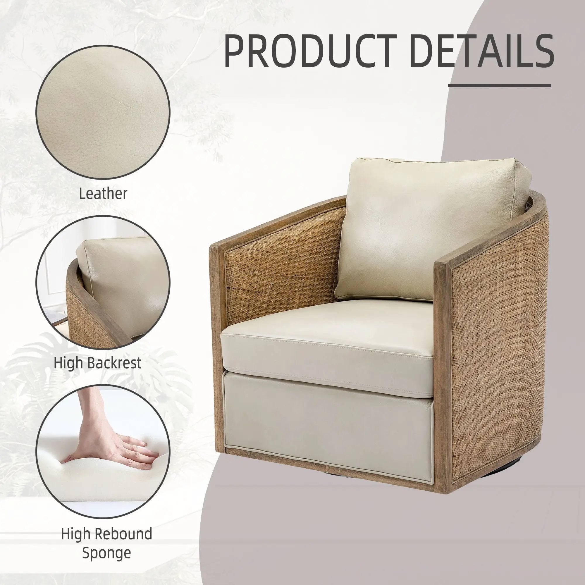 Barrel, Comfy Round Accent Sofa Chair With 360 Degree Swivel, Leisure Arm by HouseOfZazla