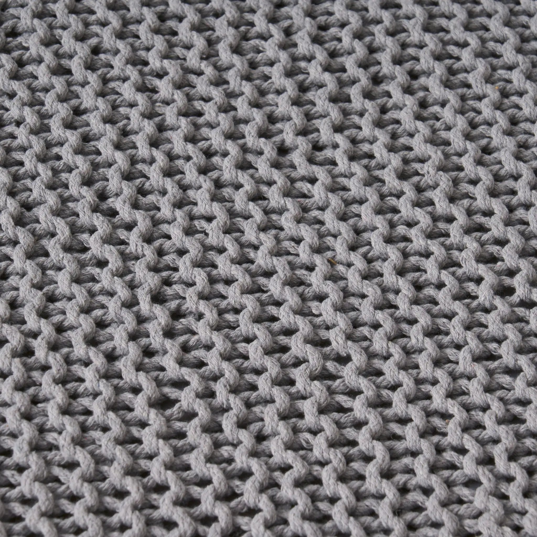 Chabani - Indoor Modern Knitted Fabric Cube Pouf Ottoman - Light Gray by HouseOfZazla