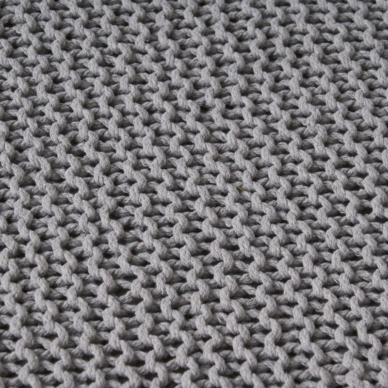 Chabani - Indoor Modern Knitted Fabric Cube Pouf Ottoman - Light Gray by HouseOfZazla