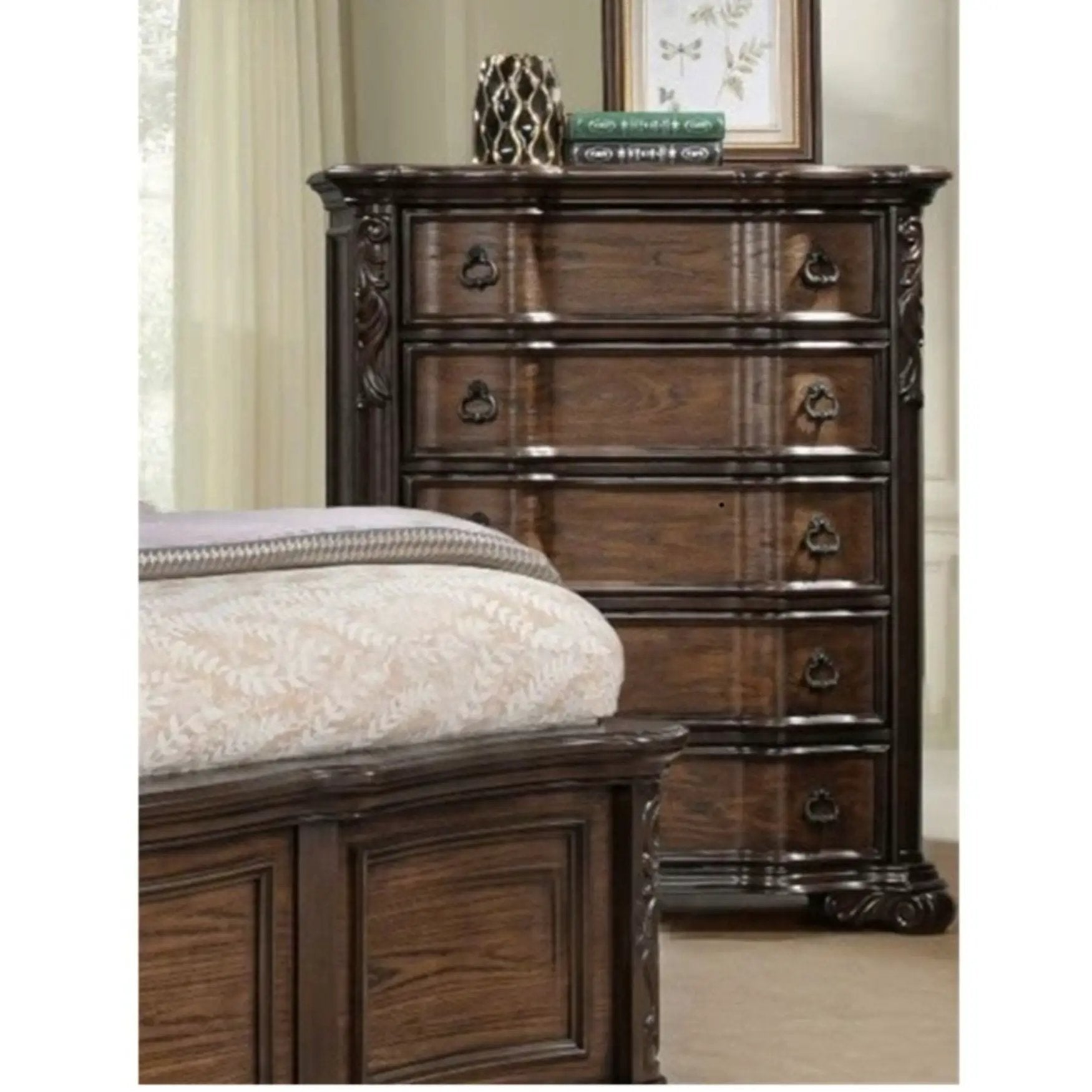 5 Drawer Chest - Brown / Coffee by Unique Piece Furniture
