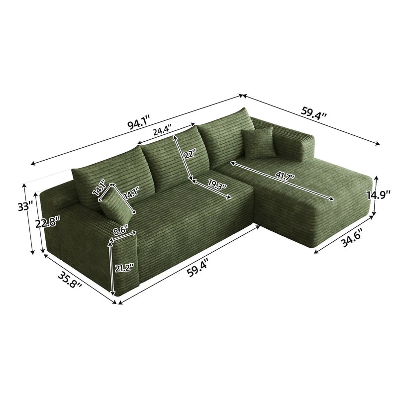95" Cloud Sectional Sofa by HouseOfZazla