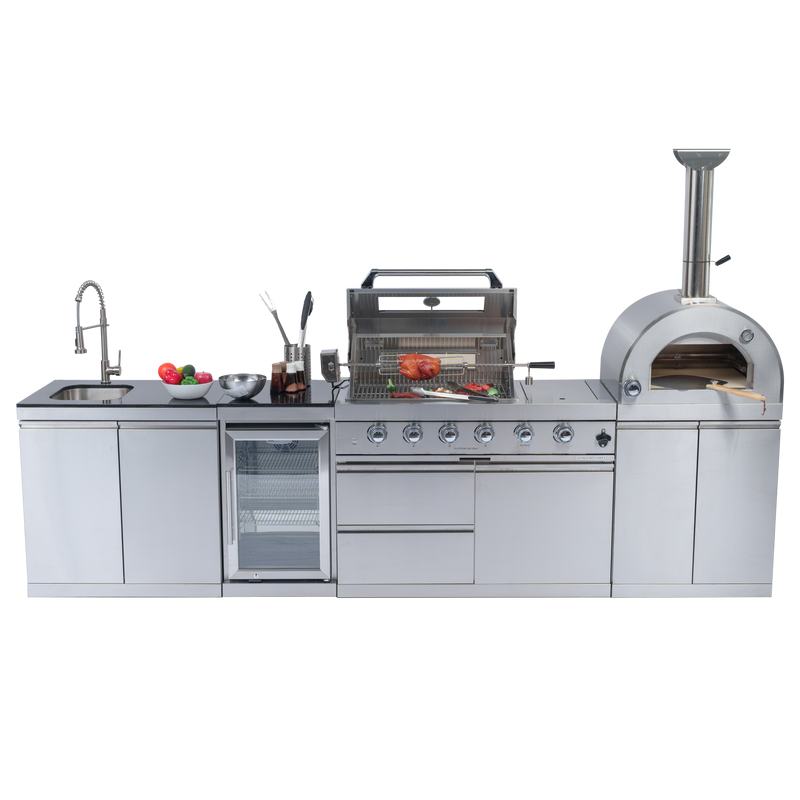 125" 10,8000 BTU 4-Burner Outdoor Kitchen Island Grill with Pizza Oven by Chery Industrial