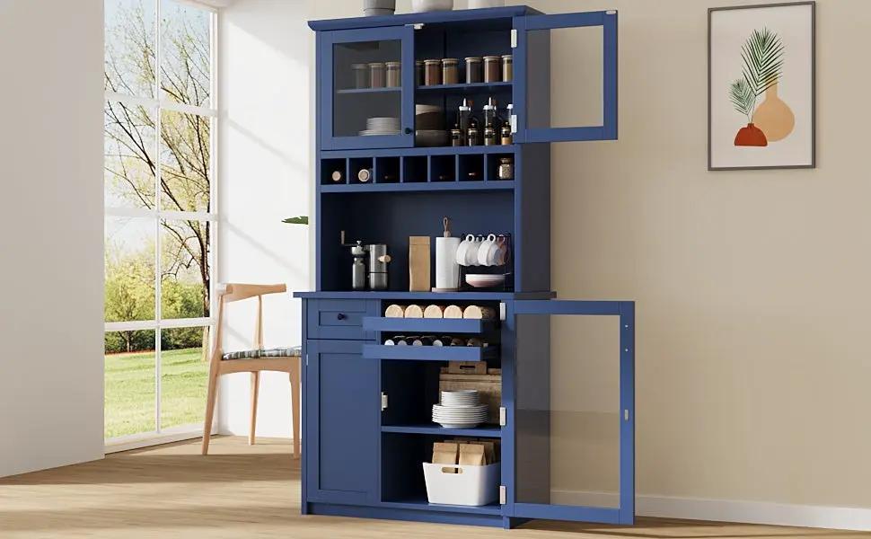 TOPMAX Farmhouse Freestanding Buffet with Hutch by HouseOfZazla