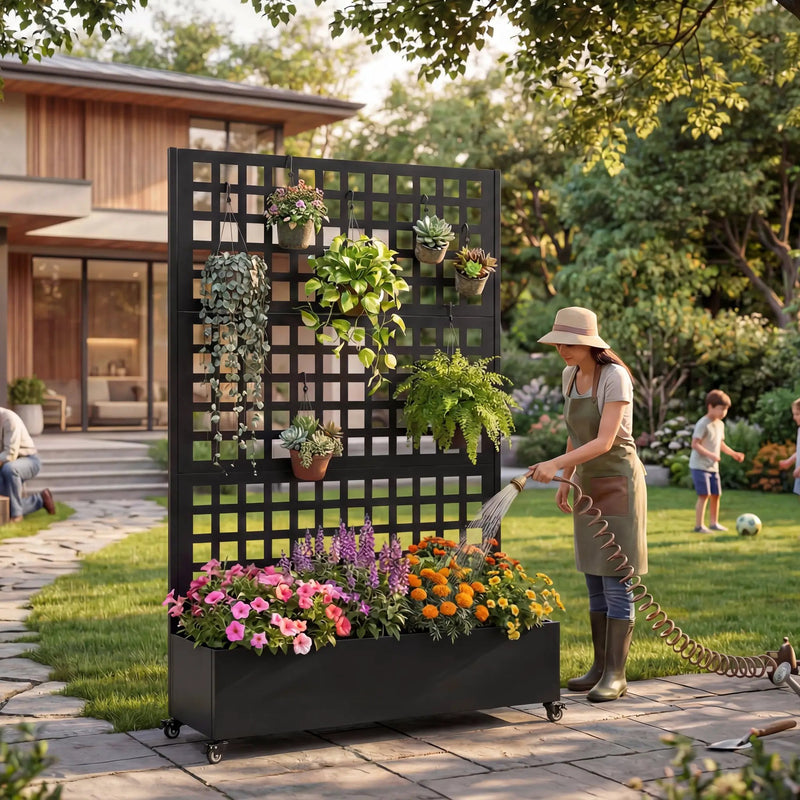 Metal Raised Garden Bed with Wheels and Trellis by HouseOfZazla