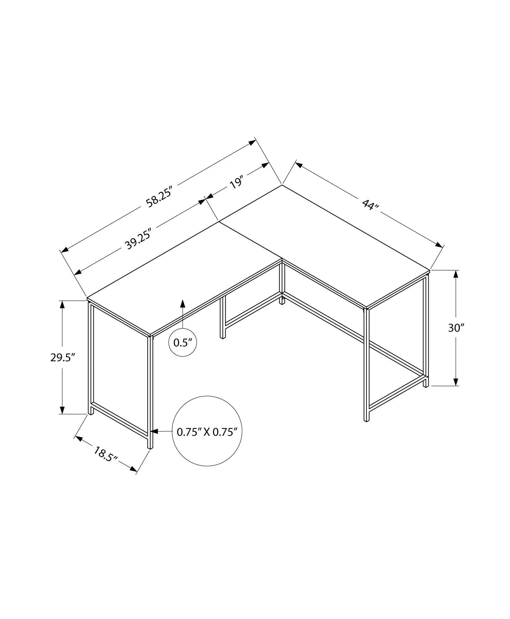 Computer Desk, Home Office, Corner, L Shape, Laptop, Marble Look Contemporary & Modern by Unique Piece Furniture