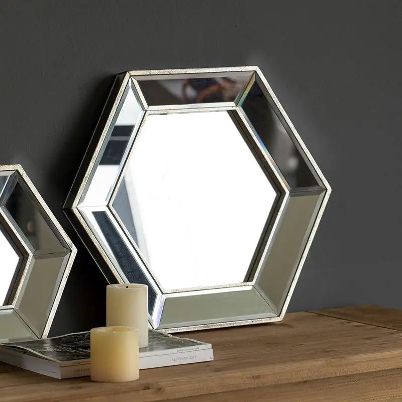 Hexagon Wall Mirror With Contemporary Glass Design, Home Decor Accent Mirror For Living Room, Entryway, Bedroom by HouseOfZazla