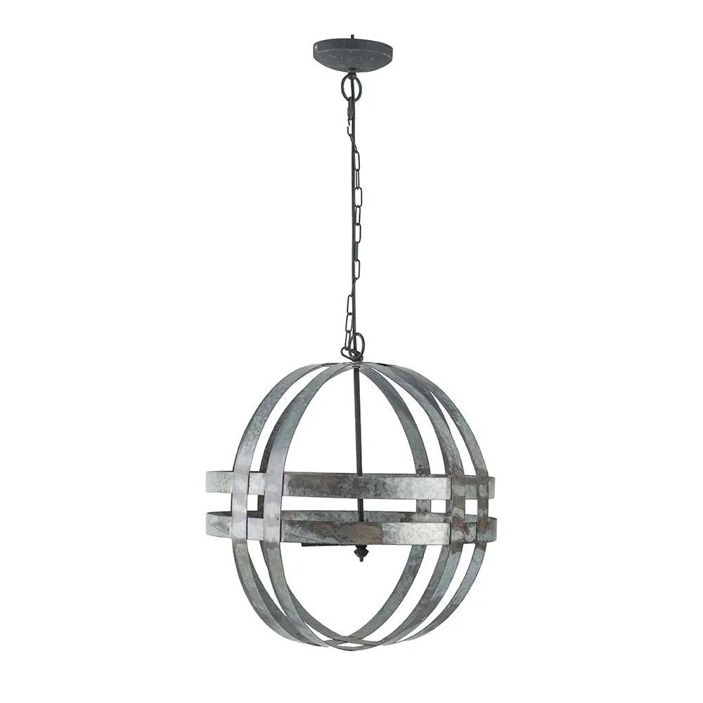 4 Light Galvanized Chandelier, Hanging Light Fixture With Adjustable Chain For Kitchen, Bulb Not Included - Gray by HouseOfZazla