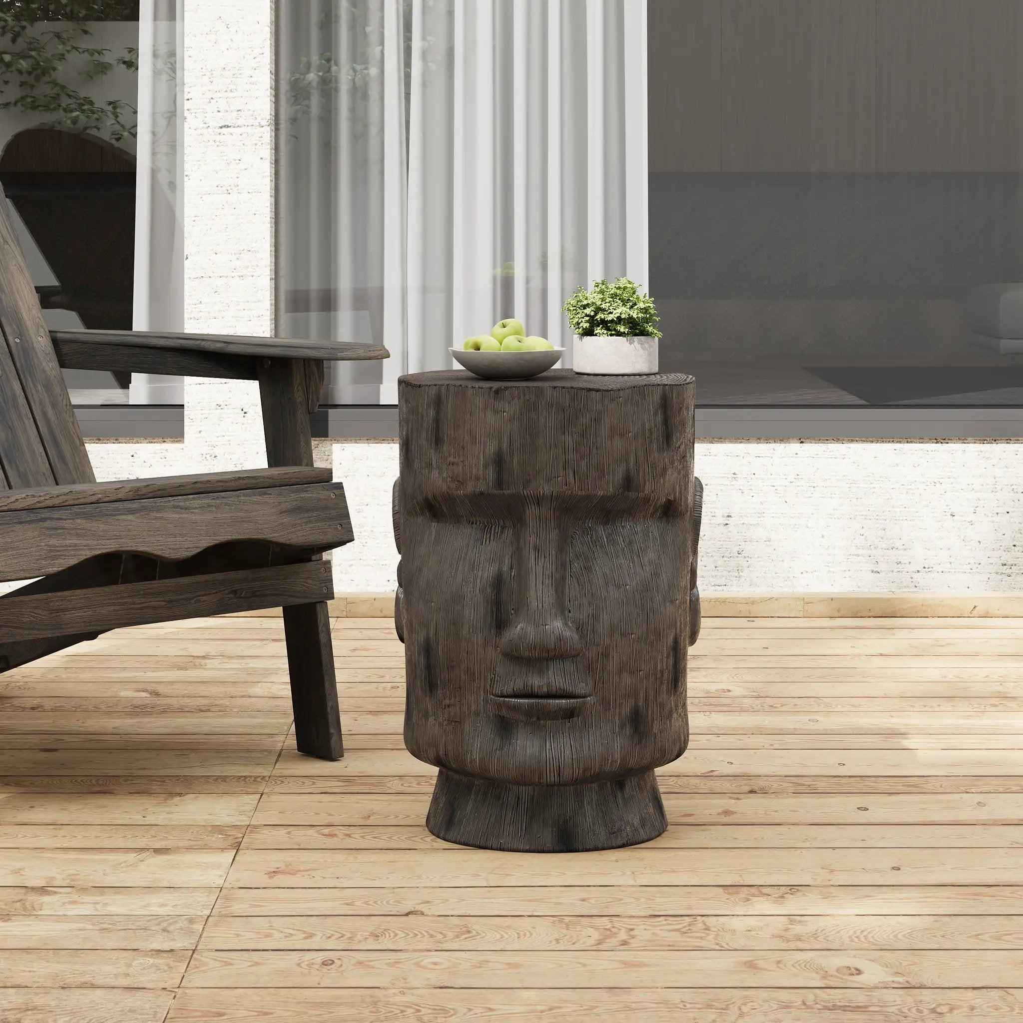Outdoor Side Table Easter Island Moai Statue Pedestal by HouseOfZazla
