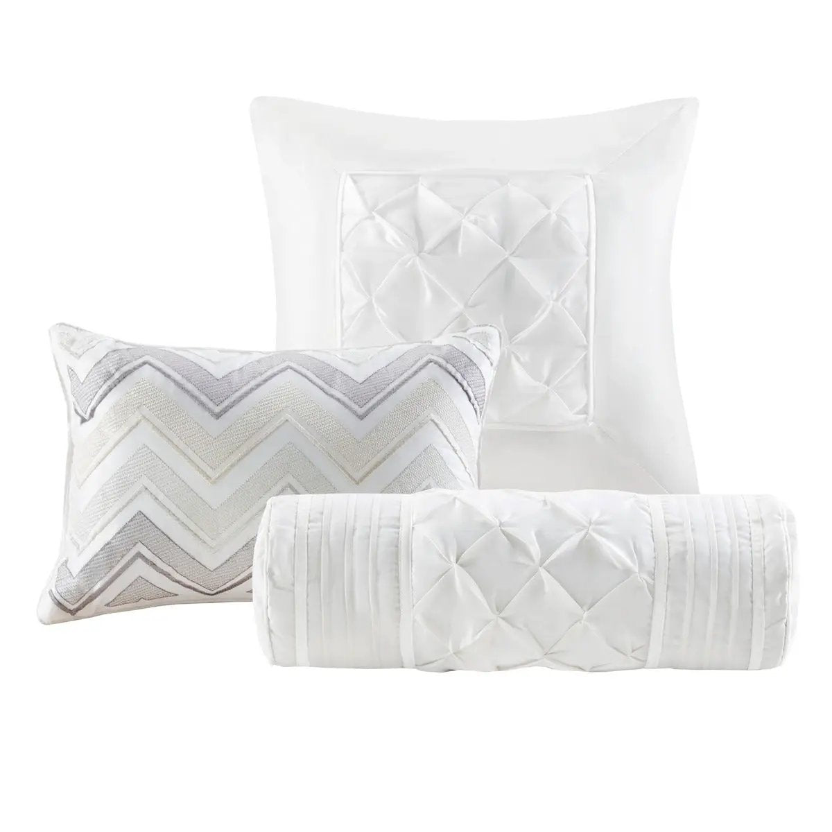 7 Piece Tufted Comforter Set White by HouseOfZazla