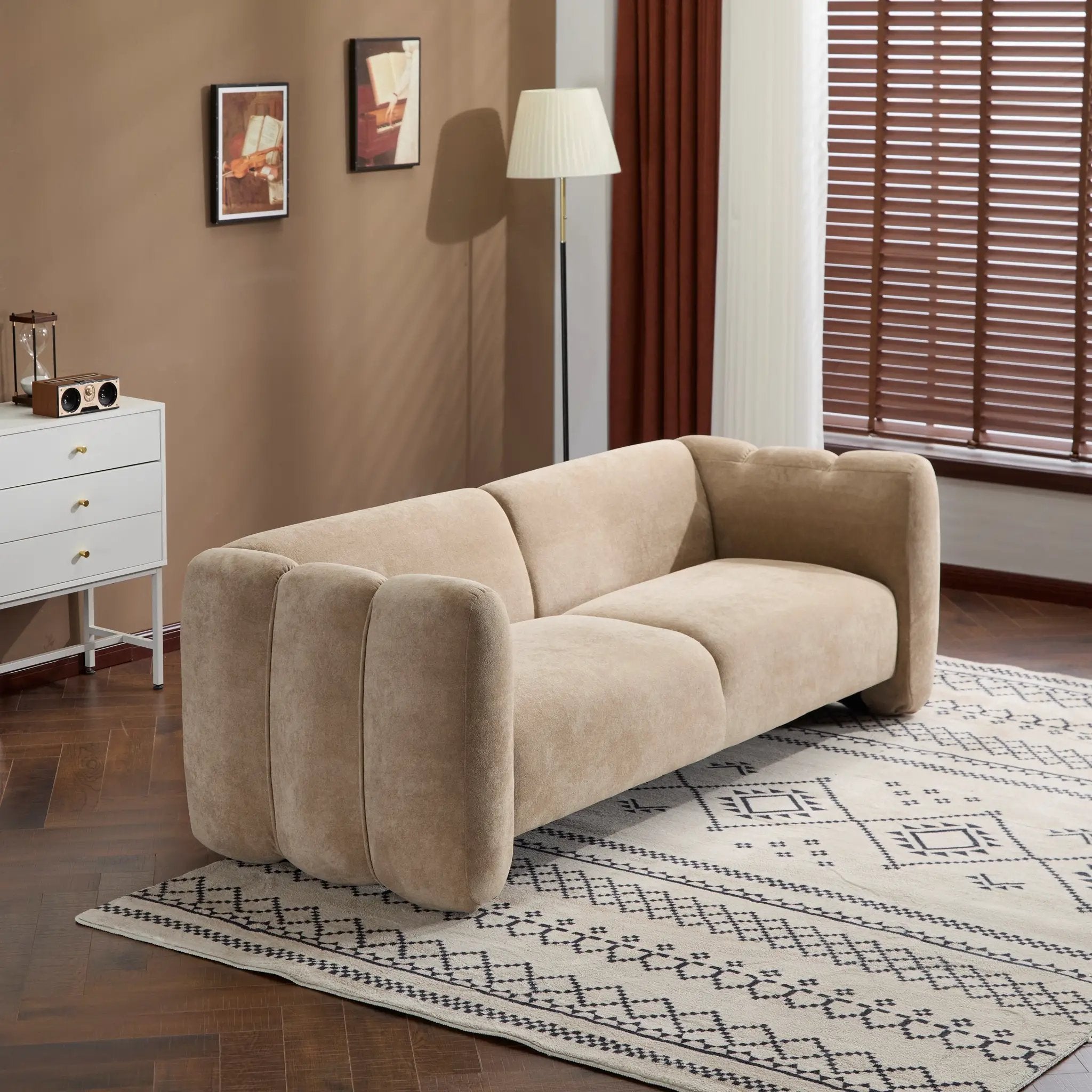 Tonson 83" 3-Seater Velvet Sofa, Wave Design by HouseOfZazla