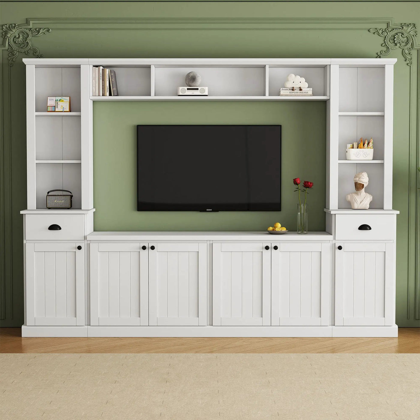 Minimalist Entertainment Wall Unit Set With Bridge For TVs Up To 75" by Unique Piece Furniture