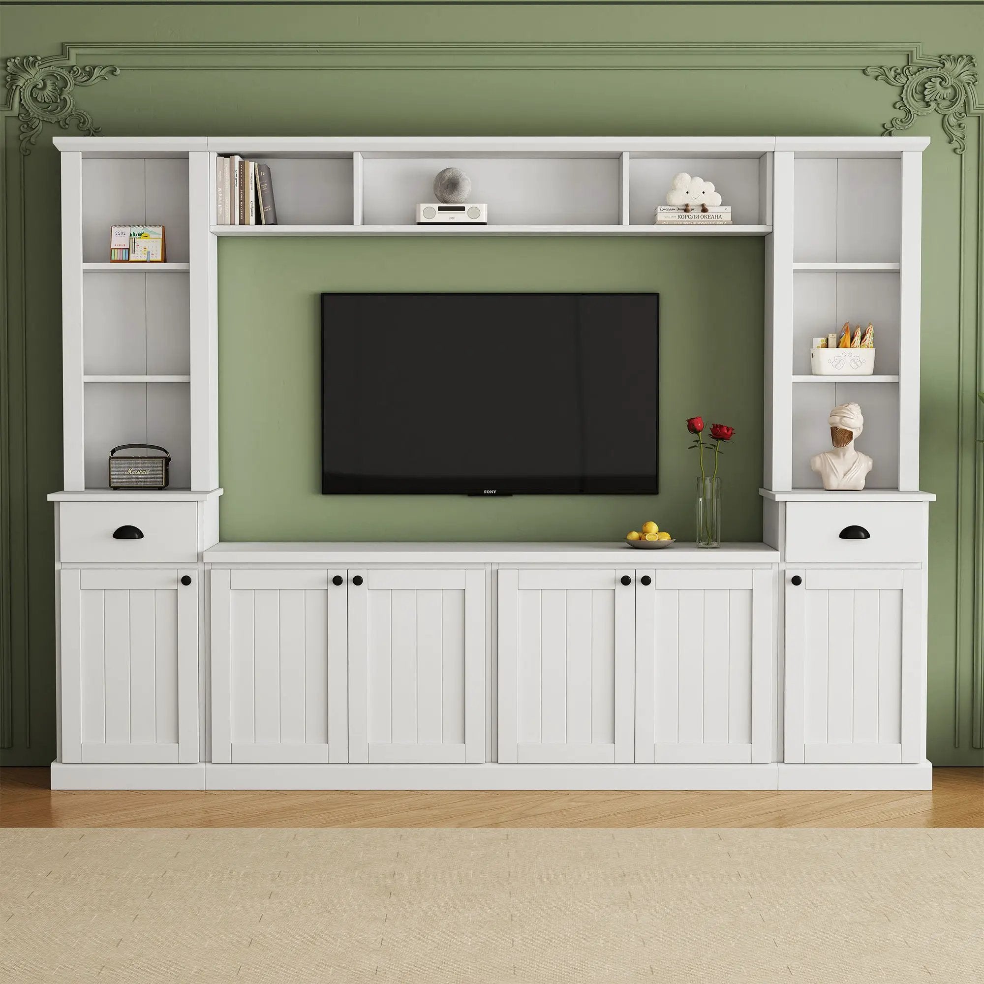 Minimalist Entertainment Wall Unit Set With Bridge For TVs Up To 75" by HouseOfZazla