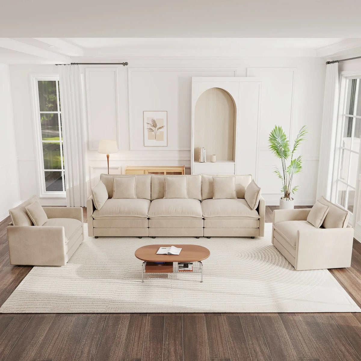 Sofa Set of 3: Living Room Sofa Set with Accent Chairs by HouseOfZazla