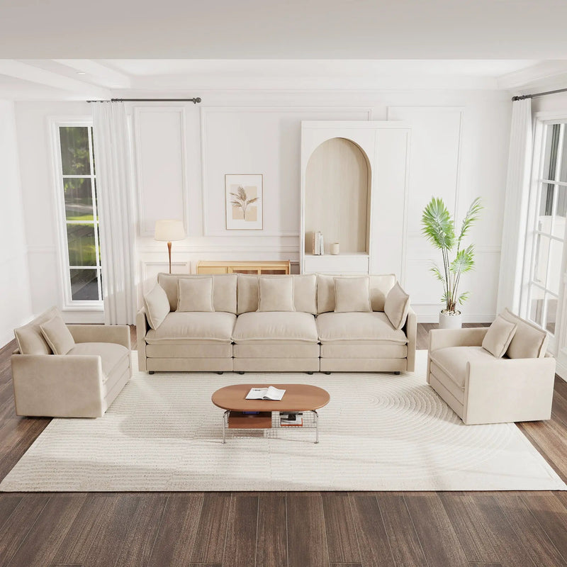 Sofa Set of 3: Living Room Sofa Set with Accent Chairs by HouseOfZazla