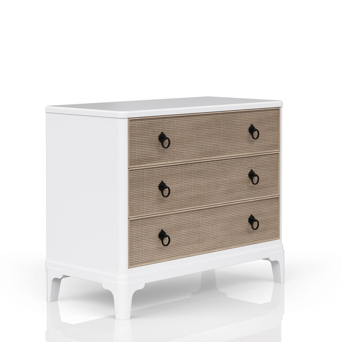 White Hall Chest Nightstand with Cane Fronts and Ample Storage, photo 6 of 7
