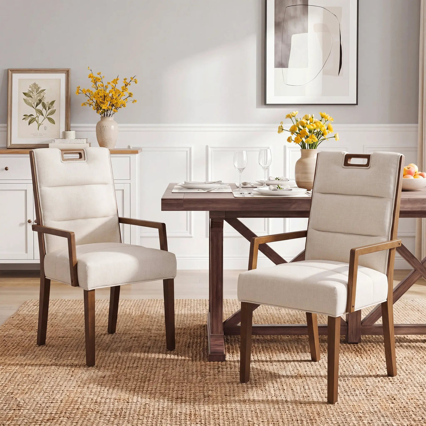 Upholstered Dining Chairs with Armrests by HouseOfZazla