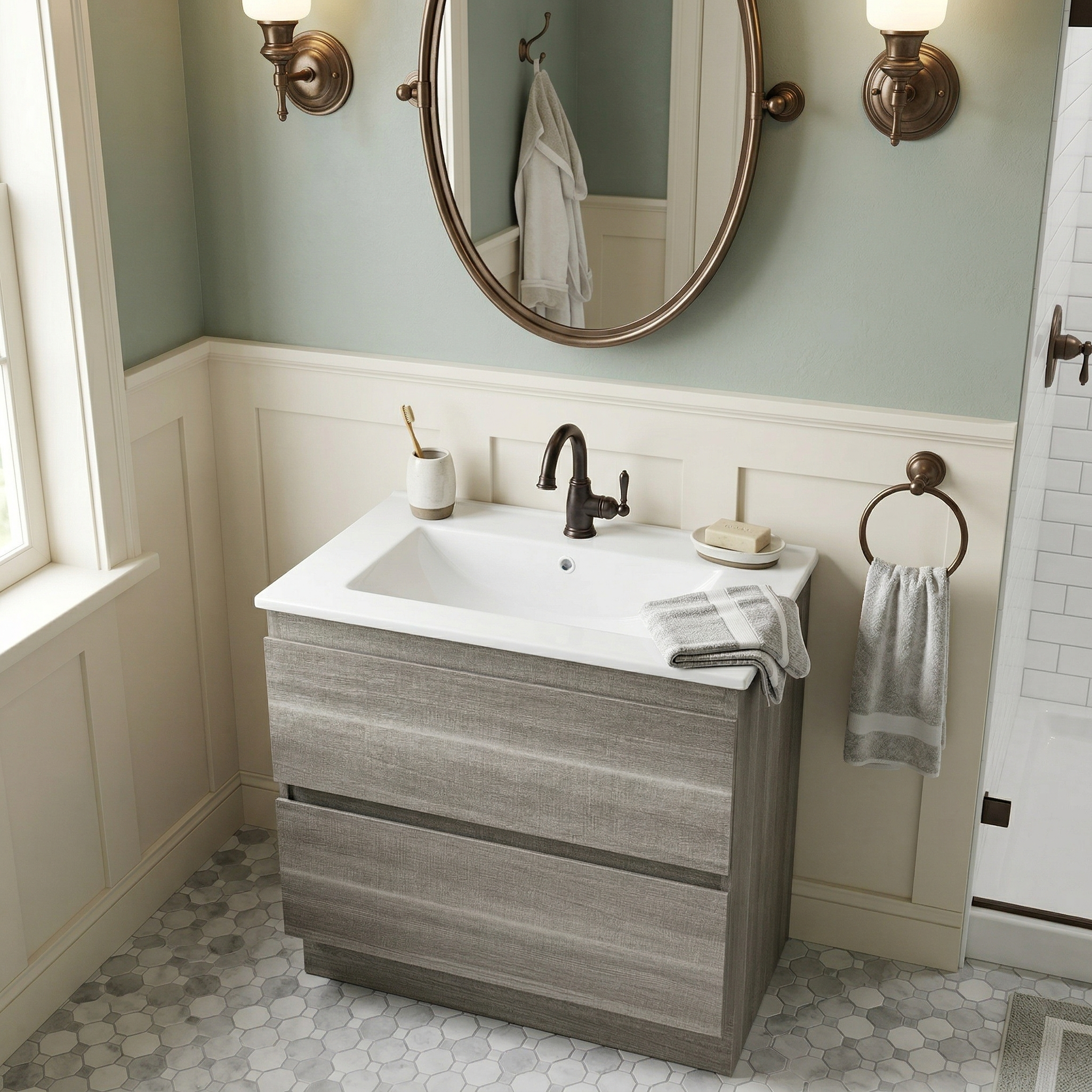 24"W x 18.5"D Drop-In Bathroom Ceramic Vessel Sink with Single Hole by HouseOfZazla
